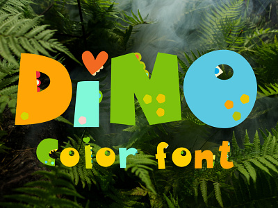 Dino childish Font OpenType-SVG. alphabet animal cartoon childish collage font design dino font dinosaur font fonts svg headline