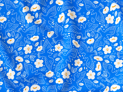 Seamless pattern Spring birds