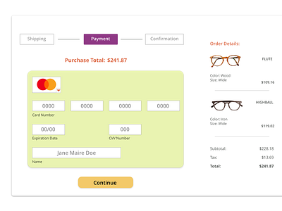 Day 2 of 100 Days of UI- Credit Card Checkout 100daychallenge