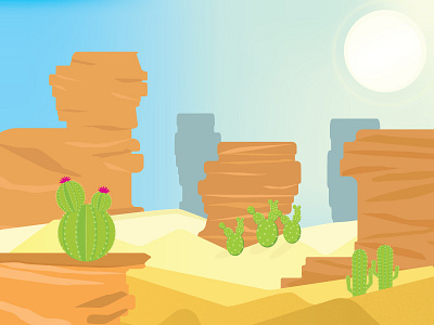 Cactus Illustration cactus desert flower illustration rocks sand sun texture