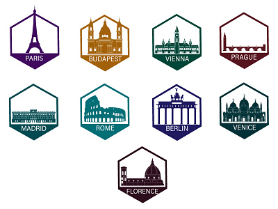 City Icons architecture badges city europe icons paris rome travel vienna