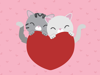 Happy Valentine's Day! cat character cute flat hearts illustration kitty love valentine valentines day vector