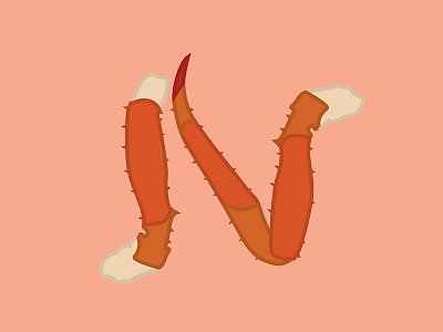 Letter N alphabet crab design drop cap food illustration illustrator letter n typeface typography vector