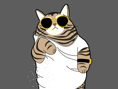#Catbae cat character cool cat glasses gold illustration kitten kitty salt salt bae vector