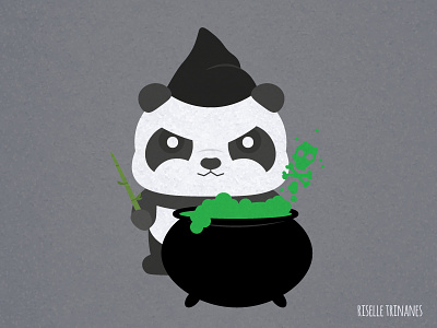 Cauldron cauldron creataday cute doodle halloween illustration october panda simple vector wizard