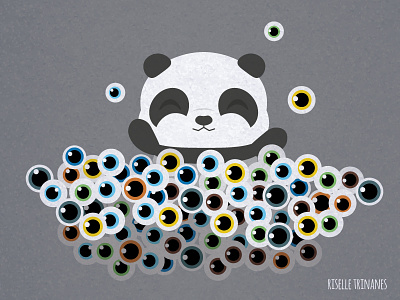 Eye-ball pit ball pit creataday cute doodle halloween illustration kids october panda simple vector