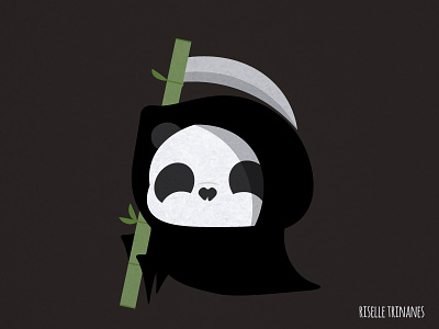 Grim creataday cute doodle halloween illustration panda vector