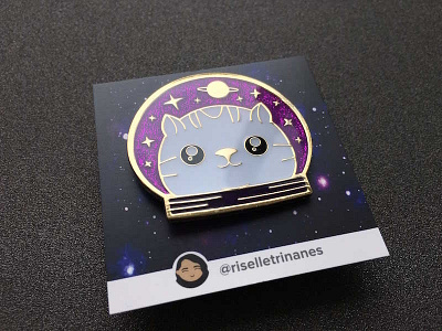 Space Cat Enamel Pin apparel cat enamel galaxy kitty lapel pin planet space stars