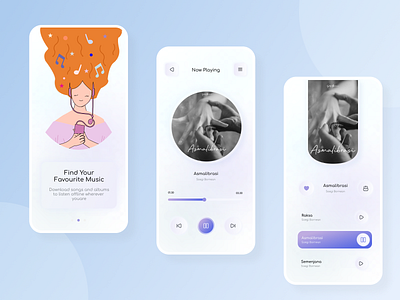 Soul - Music Player App album app discover illustration listening lyric mobile design music music app music player play player popular shot song stream track ui design ux