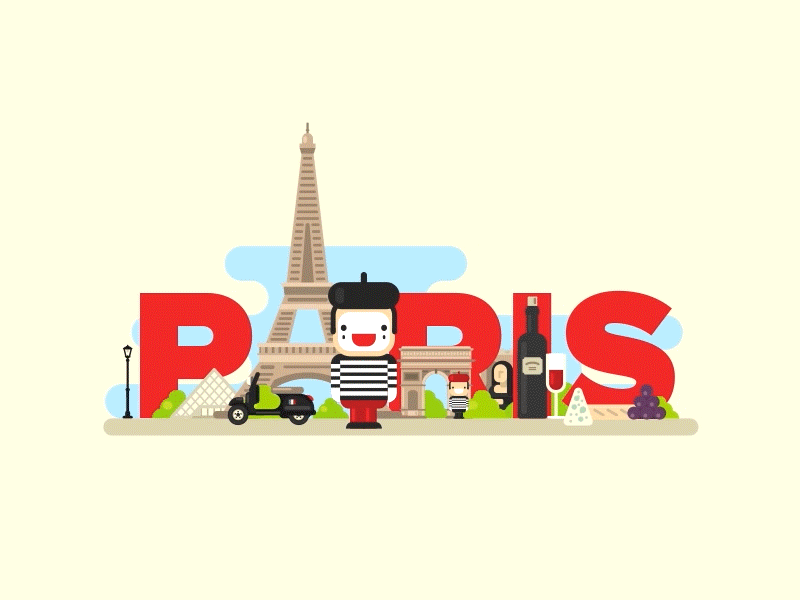 From Paris with Love after animation effects flat france gif illustration love paris travel