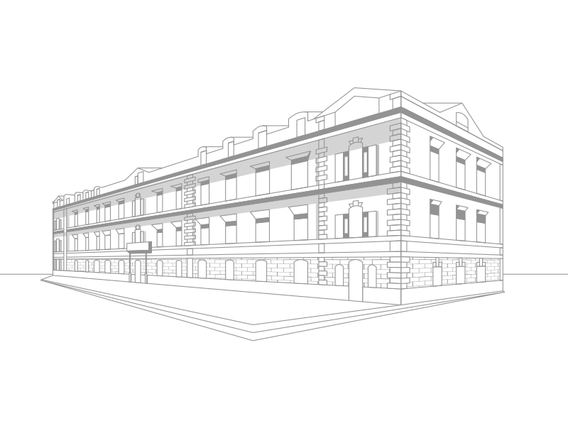 Illustration for CBRE Ukraine. real estate minimal architecture building illustration line art