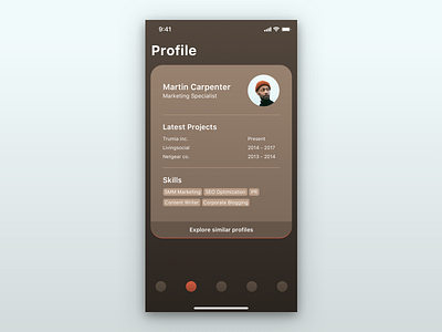 Profile Ui cv dailyui ios iphone mobile mobile ui profile resume ui ux uxui