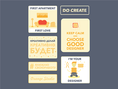 Sticker Pack for Interior design agency apartment creative design agency friendly funny interior design keep calm orange playful sticker sticker pack