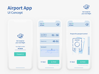 Airport App. UI Concept airport android concept dailyui flight fly ios light mobile plane travel trip ui uxui