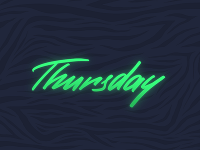 Thursday. Lettering in color. 80s brushpen calligraphy glow handlettering lettering neon outrun procreate rad retro retrowave synthwave type zebra