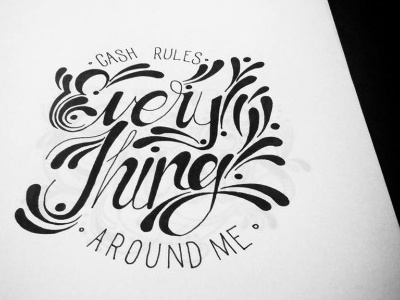 Cash Rules calligraphy hand lettering hip hop lettering music sketch typography