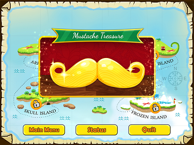 NagiQ 2 Mustache Treasure gold golden ikigames illustration map mustache nagiq2 treasure ui ux video game video games videogames
