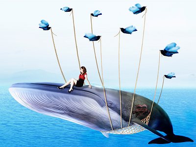 The girl on twitter's fail whale bird fail girl landscape photoshop twitter whale