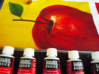 Red Apple acrylic apple fruit illustration paint red