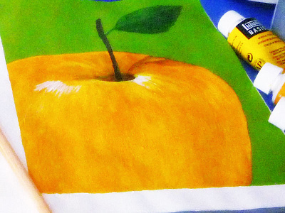 Yellow apple acrylic apple illustration paint yellow