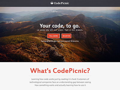 Design for Codepicnic code home landing page photoshop picnic web design website