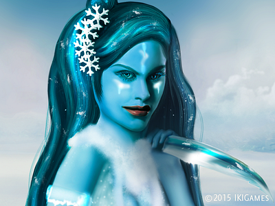 Ice woman character dragon dragonscales games gaming ikigames illustration match3 photoshop scales videogames
