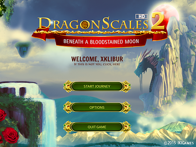 Main Menu of DragonScales 2 dragon dragonscales games gaming ikigames illustration main menu match3 photoshop scales videogames