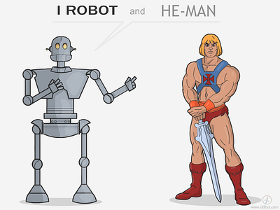 I Robot and He-Man cartoon heman humor robot shirt