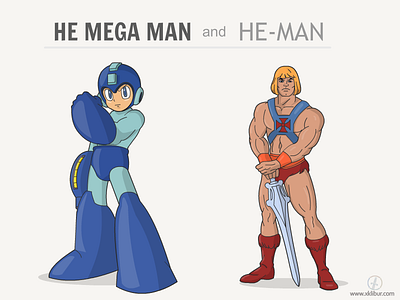 He Mega man and He-Man cartoon heman megaman shirt vector