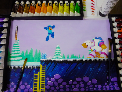Mega Man acrylic drawing games megaman paint painting video games