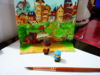 Professor Layton wall Ornament acrylic paint games handmade modeling clay ornament professor layton videogames