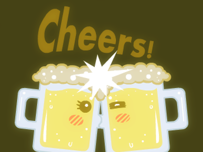 Cheers! beer cartoon cartooning cheers cup illustration kiss photoshop shop store tshirt yellow