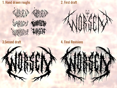Logo design process for the band Worsen branding design graphic design illustration logo typography vector