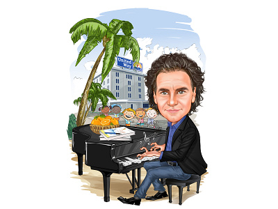 Digital Caricatures - Play the Piano Caricature