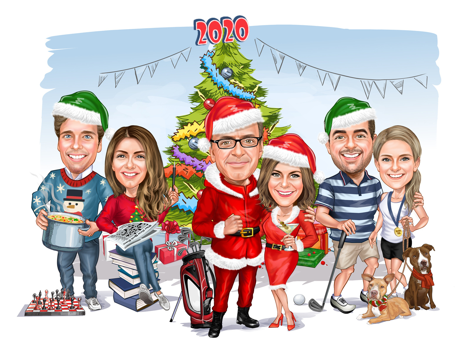 Dribbble - 800337★25552-Digital Caricatures - Family Christmas ...