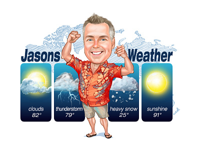 Digital Caricatures - Man Caricatures Logo Weather Forecast