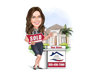 Digital Caricatures - Real Estate Agent Caricatures Realtor