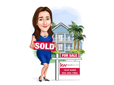 Digital Caricatures - Real Estate Agent Caricatures Realtor