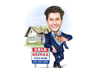 Digital Caricatures - Real Estate Agent Caricatures Realtor