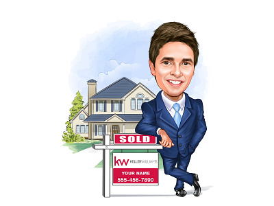 Digital Caricatures - Real Estate Agent Caricatures Realtor