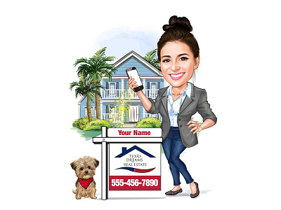 Digital Caricatures - Real Estate Agent Caricatures Realtor