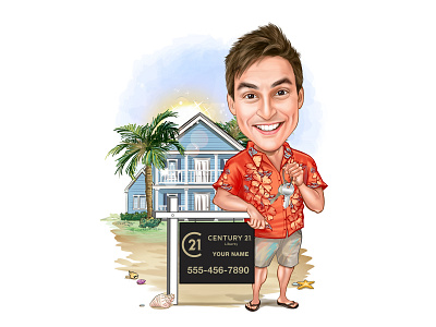 Digital Caricatures - Real Estate Agent Caricatures Realtor