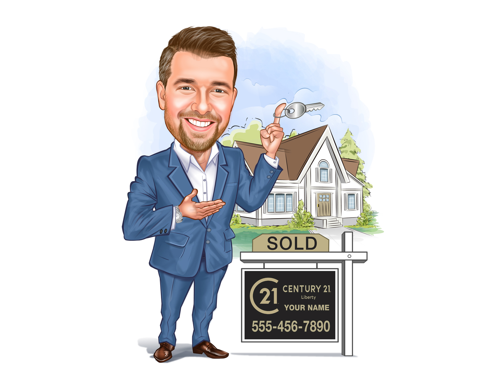 Dribbble - 7807908-digital Caricatures - Real Estate Agent Caricatures 