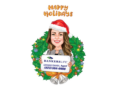 Female Insurance Caricature Christmas Happy Holidays