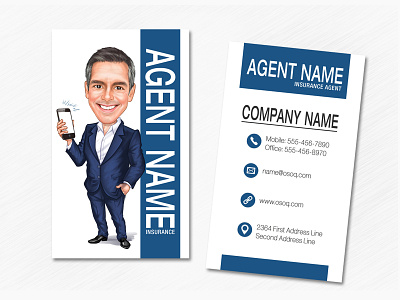 Insurance Agent Caricature Business Card