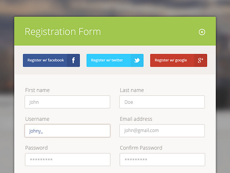 Modal Registration Form by Panagiotis Tsamoudakis on Dribbble