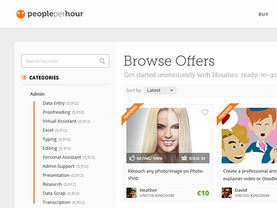 PPH Hourlies Page (grid view) categories grid view hourlies peopleperhour ui