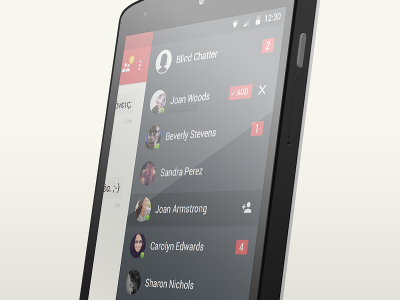 Blindchat Friends Drawer [WIP] android app blindchat chat friends lollipop mobile notifications ui