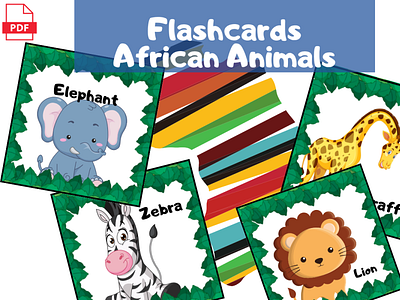 African Animals Flashcards africa animal flashcards gift for kids