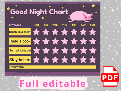 Good Night Sleeping Chart for Kids chart good night kids night sleeping